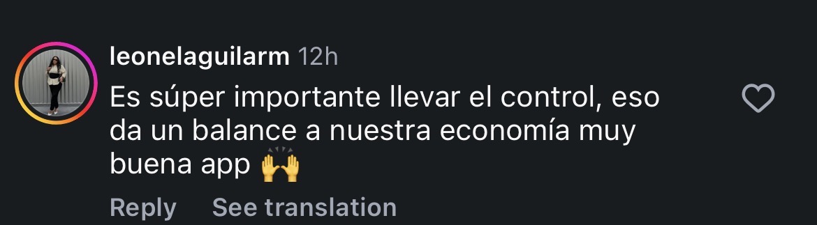 Comentario de Instagram de una mamá usando Mama Money Budget